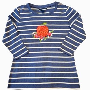 Karen Scott women's 3/4 sleeve with apple & glitter with sequins size PS